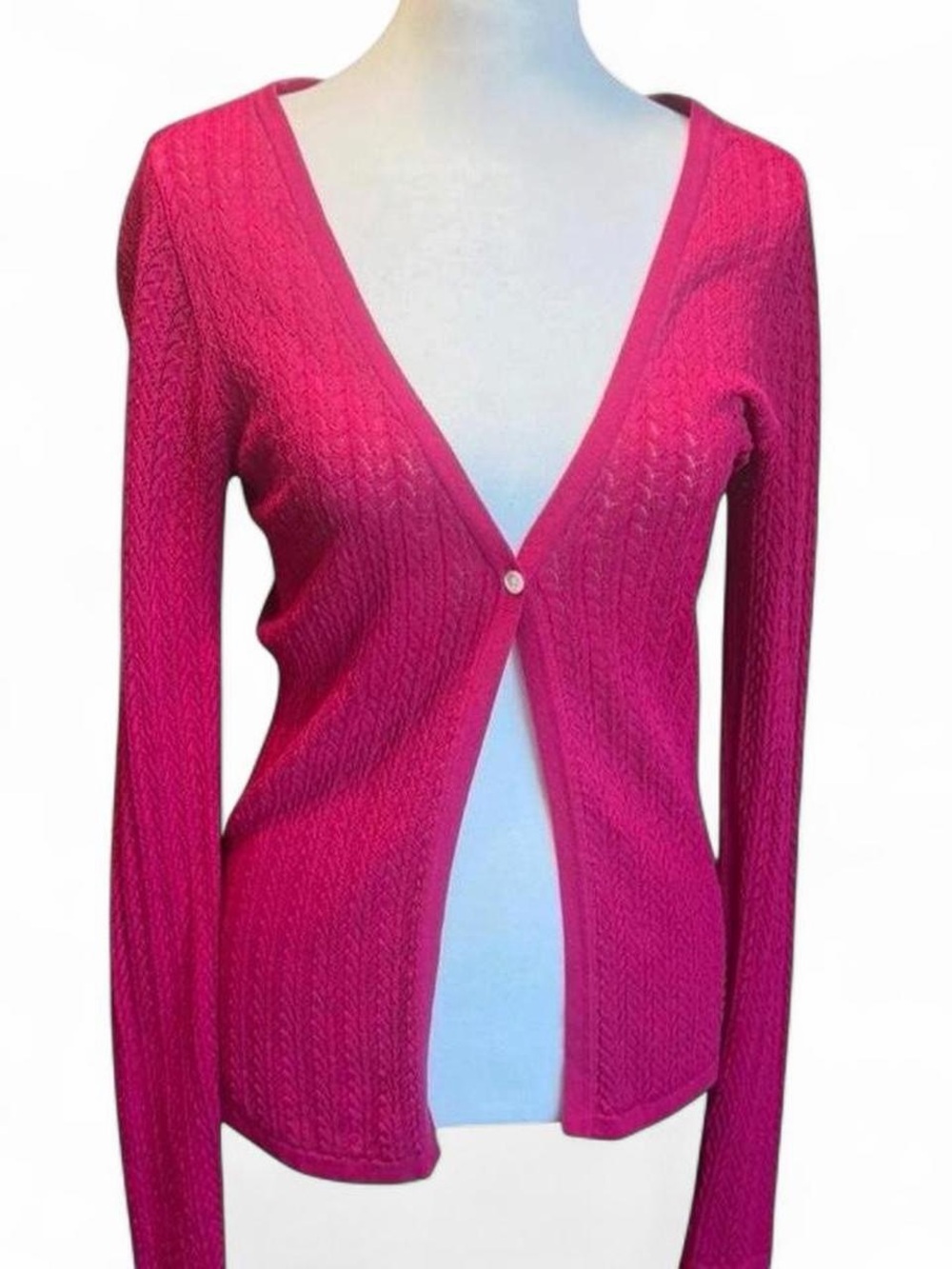 Vintage silk fuchsia single button closure cardigan